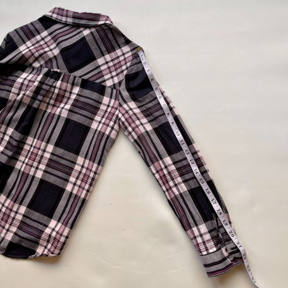 Zara Basic Botton Down Navy Pink White Plaid Flannel Shirt. Size: M - Picture 11 of 12